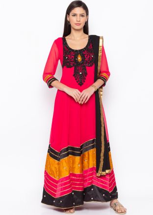 Readymade Red Georgette Anarkali Salwar Kameez