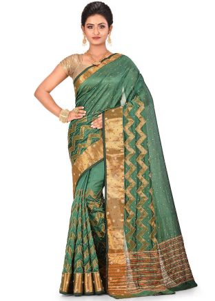 Green Kanchipuram Silk Stone Embellished Saree