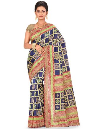 Blue Kanjivaram Silk Woven Heavy Border Saree