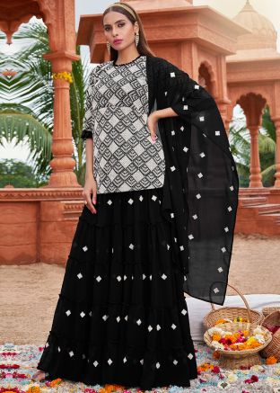 Black Georgette Kurti Style Lehenga Choli
