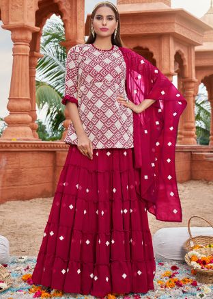 Pink Embroidered Kurti Style Lehenga Choli