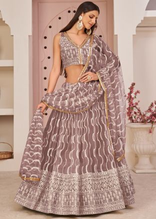Pink Net Embroidered Lehenga Choli