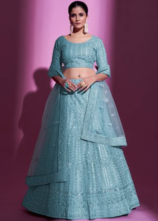 Blue Dori Embroidered Net Lehenga Choli