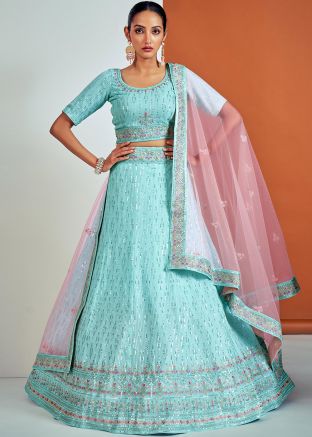 Blue Heavy Blouse Embroidered Lehenga Choli