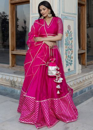 Pink Laced Lehenga Choli & Dupatta