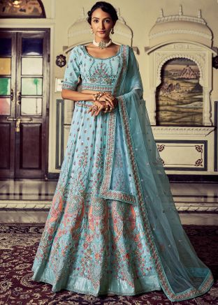 Blue Sequins Embellished Lehenga Choli