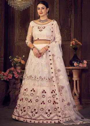 Pink Embroidered Lehenga Choli In Net