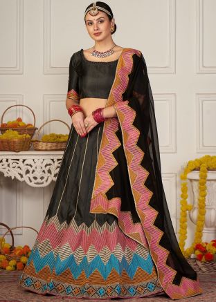 Black Embroidered Lehenga Choli