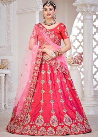 Red Festive Embroidered Lehenga Choli