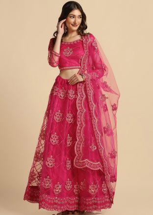 Pink Embroidered Lehenga Choli In Net