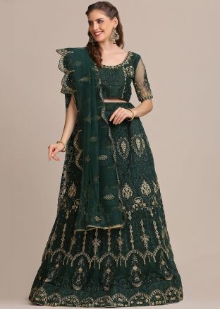 Green Beads Work Lehenga Choli