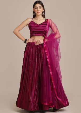 Magenta Satin Lehenga Choli