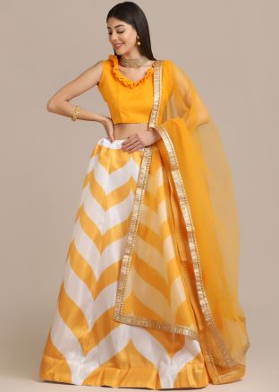 Multicolor Printed Satin Lehenga Choli