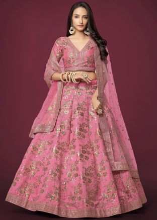 Pink Sequins Embrllished Lehenga Choli