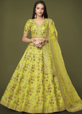 Yellow Embroidered Lehenga Choli