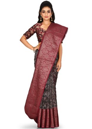 Green Pure Banarasi Silk Woven Border Saree