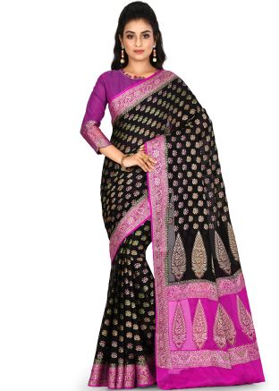 Black Pure Banarasi Silk Woven Saree
