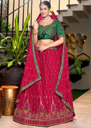 Pink Embroidered Lehenga Choli In Chiffon