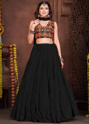 Black Embrodiered Navratri Lehenga Choli