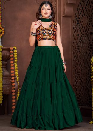 Green Embroidered Navratri Lehenga Choli