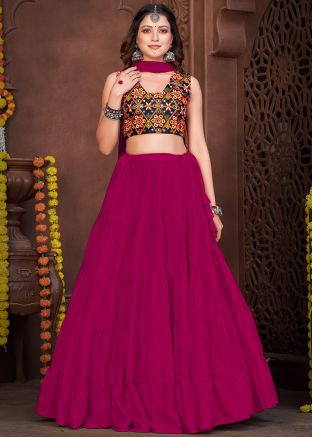 Pink Embroidered Navratri Lehenga Choli