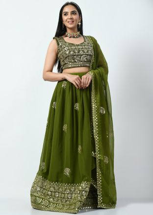 Green Embroidered Lehenga Choli