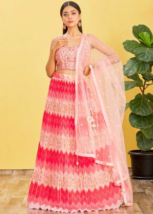 Pink Embroidered Lehenga Choli