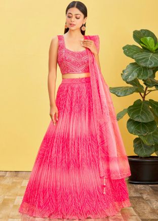 Pink Bandhej Printed Lehenga Choli