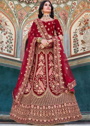 Red Embroidered Bridal Lehenga Choli