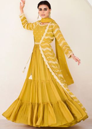 Yellow Embroidered Lehenga Choli With Jacket