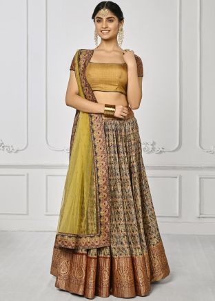 Multicolored Digital Print Lehenga Choli In Silk