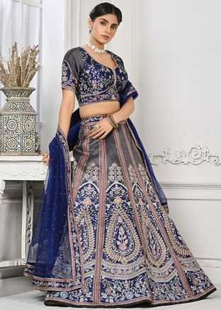Shaded Blue Digital Print Lehenga Choli