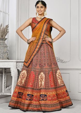 Multicolored Lehenga Choli In Digital Print