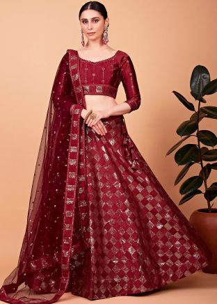 Red Embroidered Lehenga Choli
