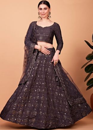 Grey Embroidered Lehenga Choli