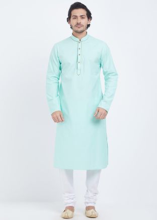 Readymade linen Kurta Churidar In Light Green