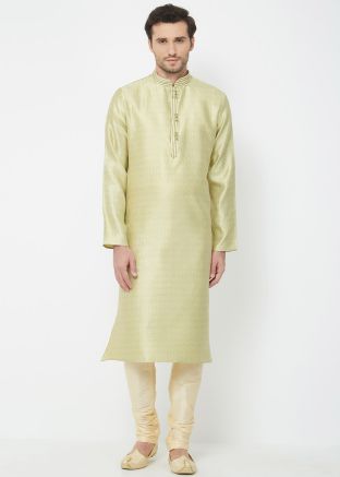 Readymade Light Green Brocade Kurta Churidar