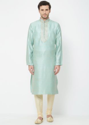 Readymade Brocade Kurta In Sky Blue