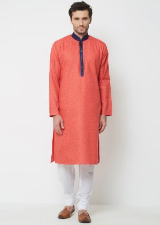 Orange Printed Readymade Kurta Pajama