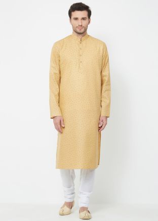 Yellow Printed Readymade Kurta Pajama