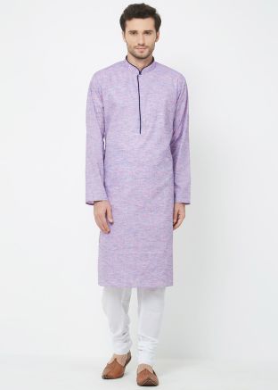 Purple Readymade Cotton Kurta Pajama