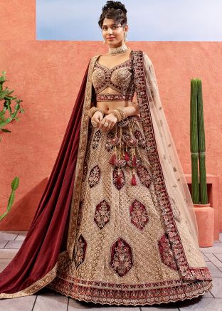 Beige Embroidered Bridal Lehenga Choli