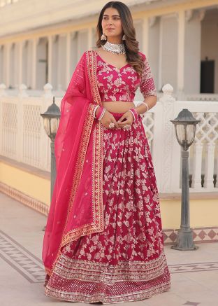 Pink Foil Printed Lehenga Choli In Viscose