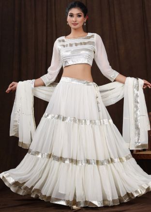White Gota Lace Embroidered Lehenga Choli