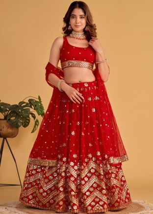 Red Embroidered Lehenga Choli