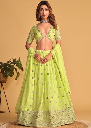 Green Embroidered Lehenga Choli