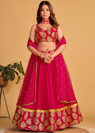 Pink Embroidered Lehenga Choli