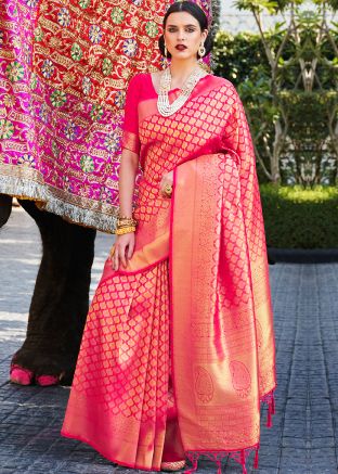 Pink Bridal Kanjivaram Silk Saree