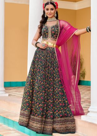 Blue Embroidered Lehenga Choli