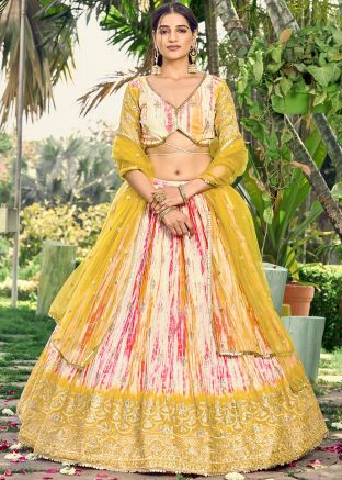 Multicolor Sequins Embellished Chiffon Lehenga Choli Set